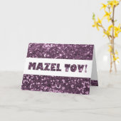Paarse Glitter Mazel Tov Gefeliciteerd Kaart (Gele Bloem)