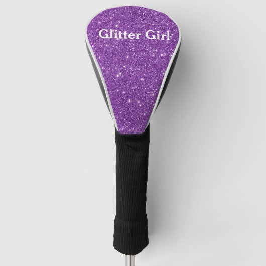 Paarse Glitter Meisje Show Uw Glamours Sparkle Golfheadcover (Voorkant)