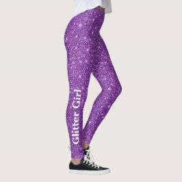 Paarse Glitter Meisje Show Uw Glamours Sparkle Leggings