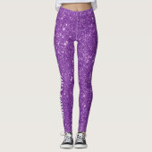 Paarse Glitter Meisje Show Uw Glamours Sparkle Leggings (Voorkant)