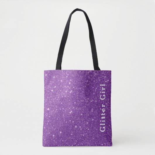 Paarse Glitter Meisje Show Uw Glamours Sparkle Tote Bag (Voorkant)
