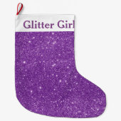 Paarse Glitter Meisje Show Uw Sparkle Grote Kerstsok (Voorkant)