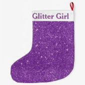 Paarse Glitter Meisje Show Uw Sparkle Grote Kerstsok (Achterkant)