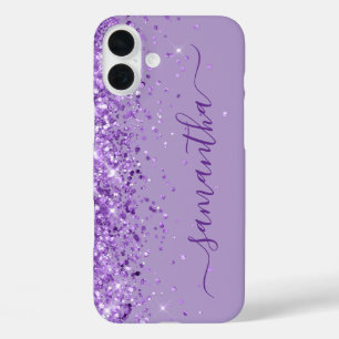 Paarse Glitter Meisjesachtige Handtekening iPhone 16 Plus Hoesje