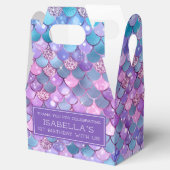 Paarse Glitter Mermaid 1e verjaardag Bedankdoosjes (Geopend)