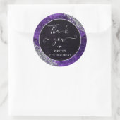 Paarse Glitter Mermaid Letters Birthday Ronde Sticker (Tas)