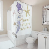 Paarse Glitter Mermaid Wishes Starfish Kisses Douchegordijn (In situ)