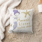 Paarse Glitter Mermaid Wishes Starfish Kisses Kussen (Deken)