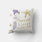 Paarse Glitter Mermaid Wishes Starfish Kisses Kussen (Achterkant)