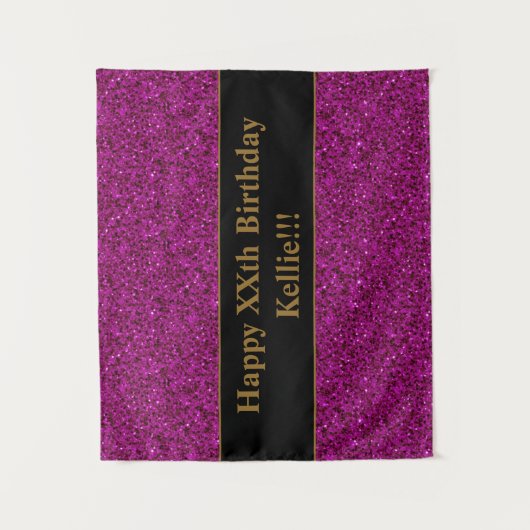 Paarse glitter met bericht Birthday tapestry Wandkleed (Voorkant)