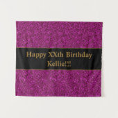 Paarse glitter met bericht Birthday tapestry Wandkleed (Voorkant (horizontaal))