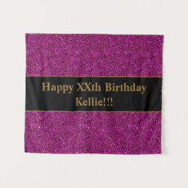 Paarse glitter met bericht Birthday tapestry Wandkleed