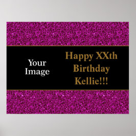 Paarse glitter met bericht Poster op zaterdag