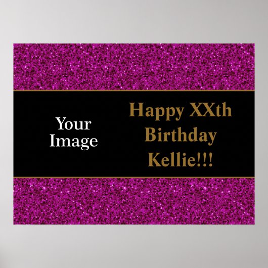 Paarse glitter met bericht Poster op zaterdag (Voorkant)