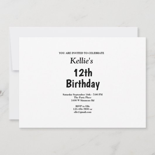 Paarse glitter met berichtfoto van Birthday Party Kaart (Achterkant)