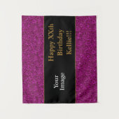 Paarse glitter met berichtfoto van zaterdag wandkleed (Voorkant)