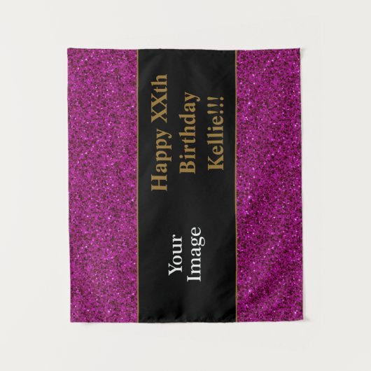 Paarse glitter met berichtfoto van zaterdag wandkleed (Voorkant)