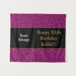 Paarse glitter met berichtfoto van zaterdag wandkleed