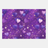 paarse glitter met harten en sterren inpakpapier vel (Voorkant 2)