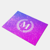 Paarse glitter met monogram deurmat (Schuin)