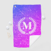 Paarse glitter met monogram golfhanddoek (Insitu)