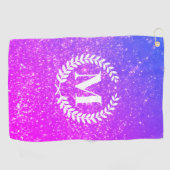 Paarse glitter met monogram golfhanddoek (Horizontaal)
