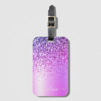Paarse Glitter Metaal Monogram Naam