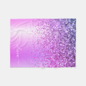 Paarse Glitter Metaal Monogram Naam Fleece Deken (Voorkant (Horizontaal))