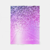 Paarse Glitter Metaal Monogram Naam Fleece Deken (Voorkant)