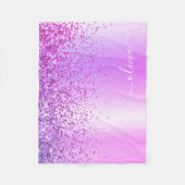 Paarse Glitter Metal Monogram Naam Fleece Deken (Voorkant)