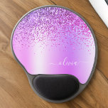 Paarse Glitter Metal Monogram Naam Gel Muismat<br><div class="desc">Paarse Faux Folie Metallic Sparkle Glitter Brushed Metal Monogram Naam en Initiaal Mousepad (Muismat). Dit maakt de perfecte lieve 16 verjaardags-,  bruiloft-,  vrijgezellenfeest-,  jubileum-,  baby shower- of vrijgezellenfeestcadeau voor iemand die van glamluxe en chique stijlen houdt.</div>