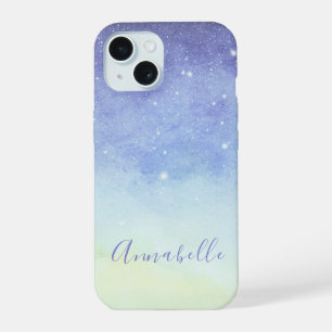 Paarse Glitter Moderne Minimalistische Monogram iPhone 15 Case
