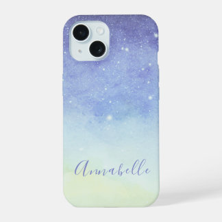Paarse Glitter Moderne Minimalistische Monogram iPhone 15 Case