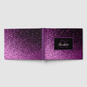 Paarse glitter monogram Afstudeerfeest Gastenboek (Volledig)