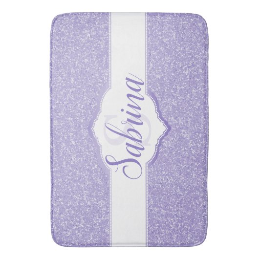 Paarse Glitter Monogram Bath Mat (Voorkant Verticaal)