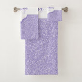 Paarse Glitter Monogram Bath Towels Bad Handdoek (Insitu)
