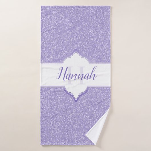Paarse Glitter Monogram Bath Towels Bad Handdoek (Badhanddoek)
