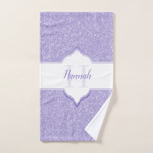 Paarse Glitter Monogram Bath Towels Bad Handdoek (Handdoek)