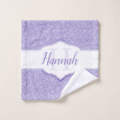 Paarse Glitter Monogram Bath Towels Bad Handdoek (Wasdoekje)