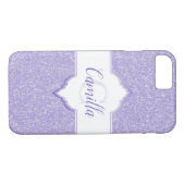 Paarse Glitter Monogram Hoesje-Mate iPhone Case (Achterkant (Horizontaal))
