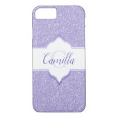 Paarse Glitter Monogram Hoesje-Mate iPhone Case (Achterkant)