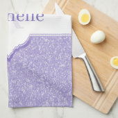 Paarse Glitter Monogram Kitchen Towel Theedoek (Quarter Fold)