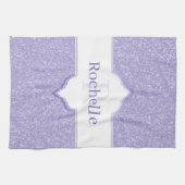 Paarse Glitter Monogram Kitchen Towel Theedoek (Horizontaal)