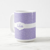 Paarse Glitter Monogram koffie Mok (Voorkant links)