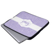 Paarse Glitter Monogram laptophoes Laptop Sleeve (Voorkant onderkant)