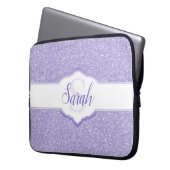 Paarse Glitter Monogram laptophoes Laptop Sleeve (Voorkant Links)
