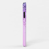 Paarse Glitter Monogram Naam Luxury Girly Case-Mate iPhone Case (Achterkant/rechts)