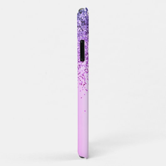 Paarse Glitter Monogram Naam Luxury Girly Case-Mate iPhone Case (Achterkant/rechts)