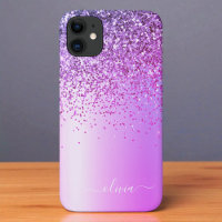 Paarse Glitter Monogram Naam Luxury Girly