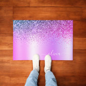 Paarse Glitter Monogram Naam Luxury Girly Deurmat